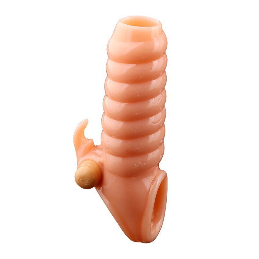 Vibrating Penis Enhancer Enlarger Sheath Extension Sleeve Sex-toy for Men Couple