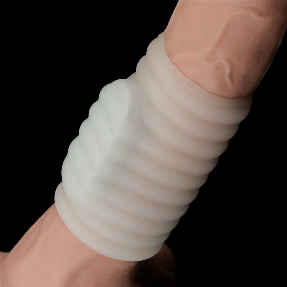 Vibrating Girth Enhancer Enlarger Penis Cock Ring Sleeve Extension Sheath