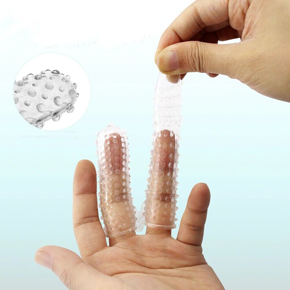 G-spot Clit Stimulation Double Finger Sleeve Fingering Sex Toys for Women Couple