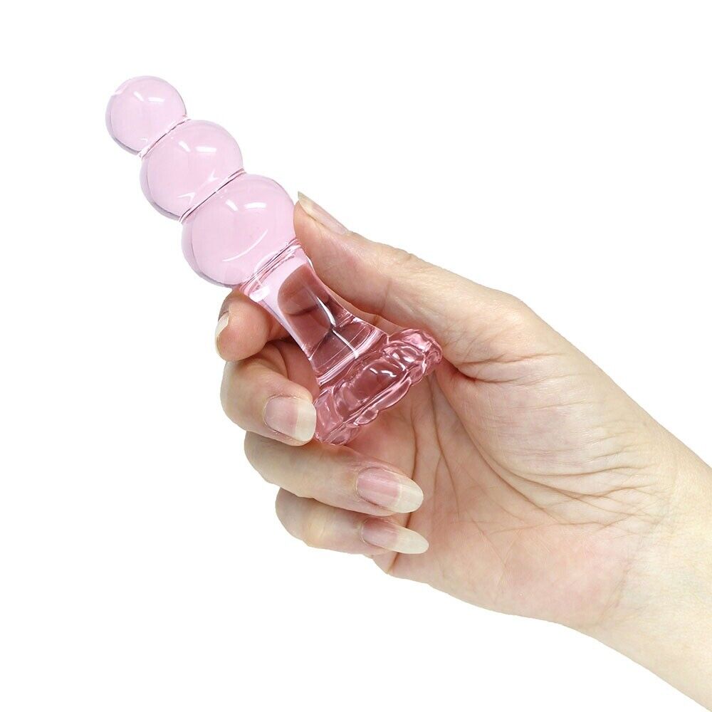 Beaded Pink Glass Anal Butt Plug Dildo Beads Anal Sex Toys for Men Women Couples