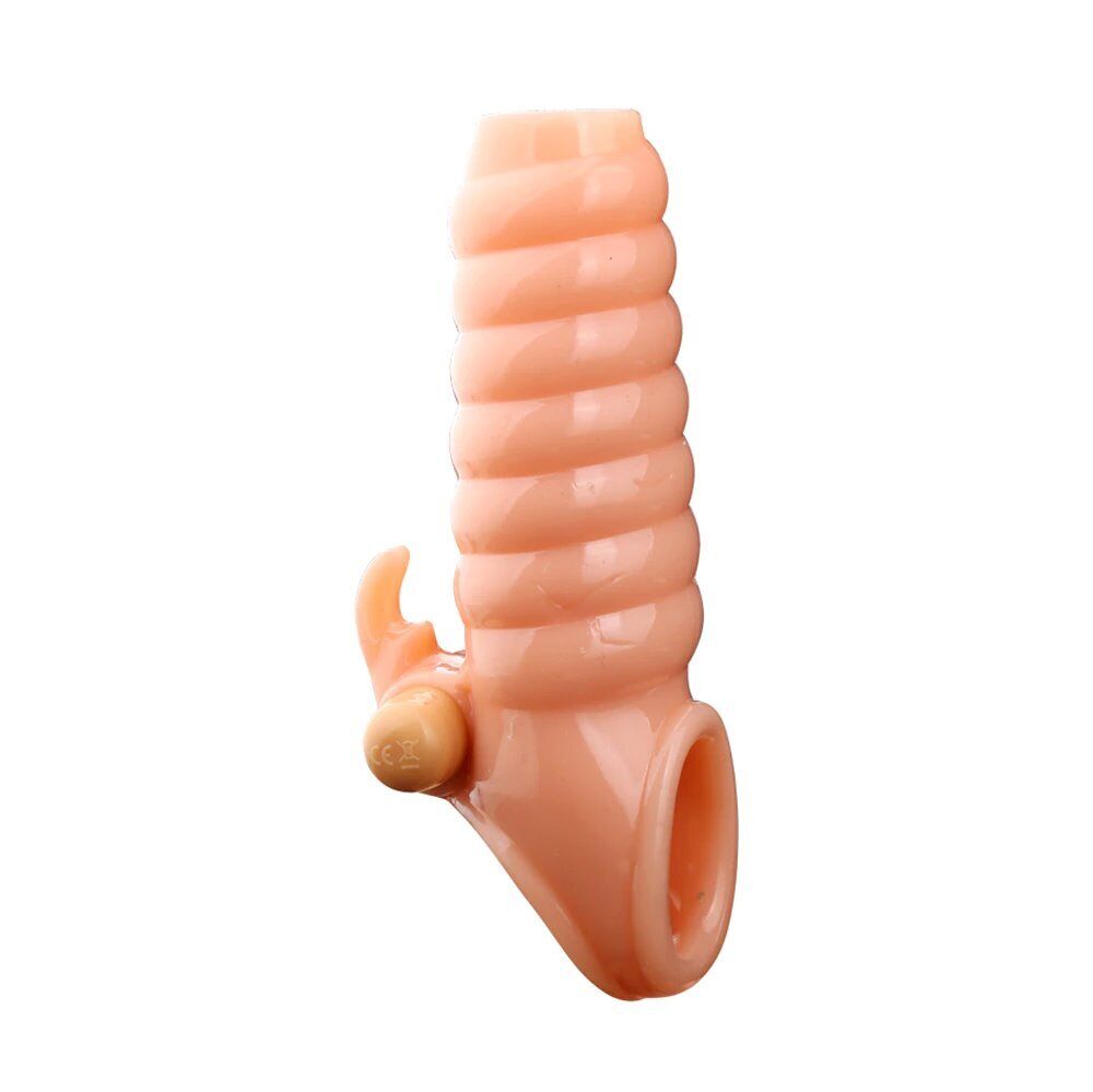 Vibrating Penis Enhancer Enlarger Sheath Extension Sleeve Sex-toy for Men Couple