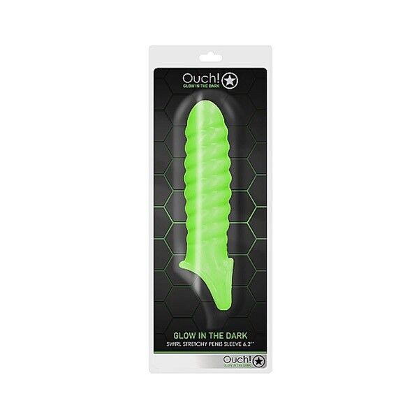 Ouch Glow in the Dark Swirl Stretchy Penis Sleeve Extension Enhancer Enlarger