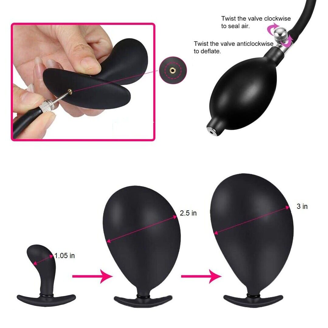 Wearable Inflatable Silicone Anal Dildo Butt Plug Balloon Pump Sex Toys