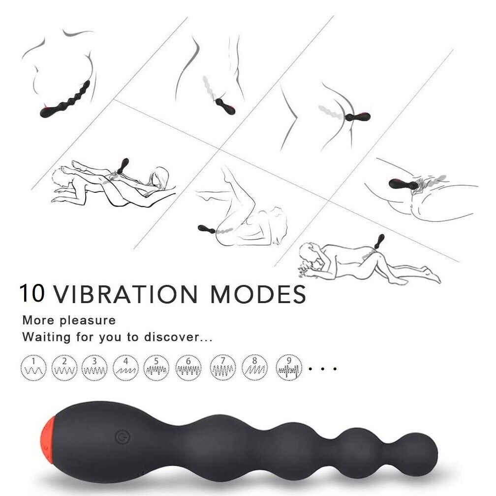 Silicone Rechargeable Vibrating Beaded Anal Plug Beads Vibrator Anal Sex Toys