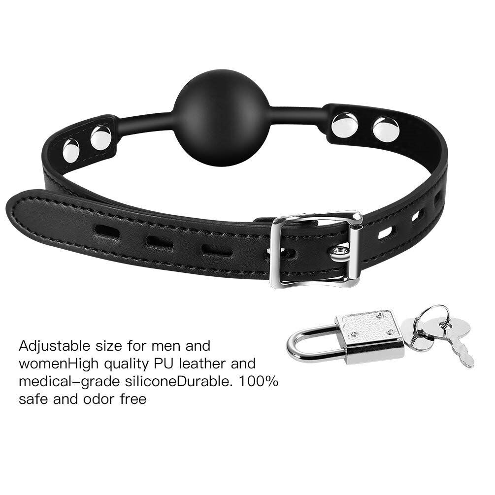 Lockable Silicone Mouth Ball Gag with Nipple Clamps Bondage Sex Toys for Couples