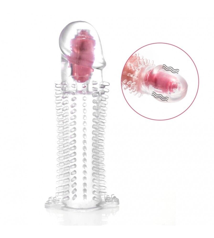 Add 2" Vibrating Penis Extension Extender Cock Sleeve Girth Enhancer Enlarger