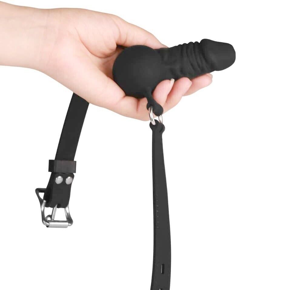 Silicone Realistic Dildo Gag Strap-On Mouth Gag BDSM Sex Toys