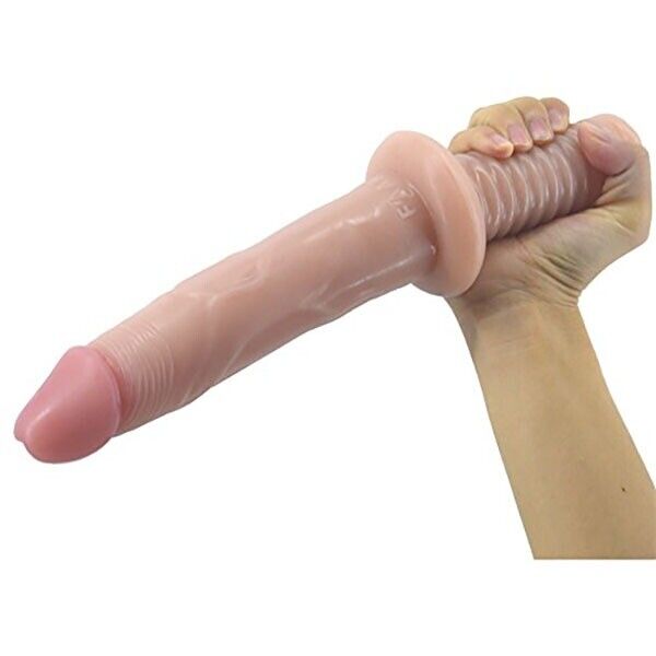 12" Extra Long Realistic G-spot Anal Thrusting Dildo Dong with Handle