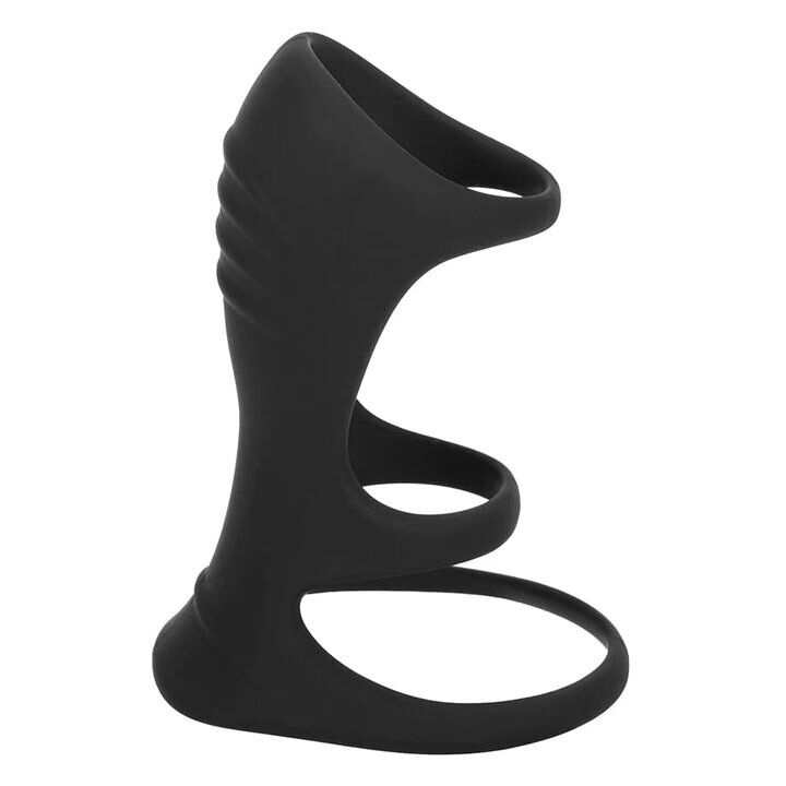 Silicone Penis Cage Extension Sleeve Cock Ring Girth Enhancer Enlarger Sex Toy