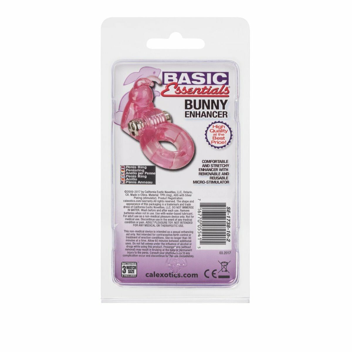 Basic Essentials Butterfly Enhancer Vibrating Penis Cock Ring Reusable Sex Toy