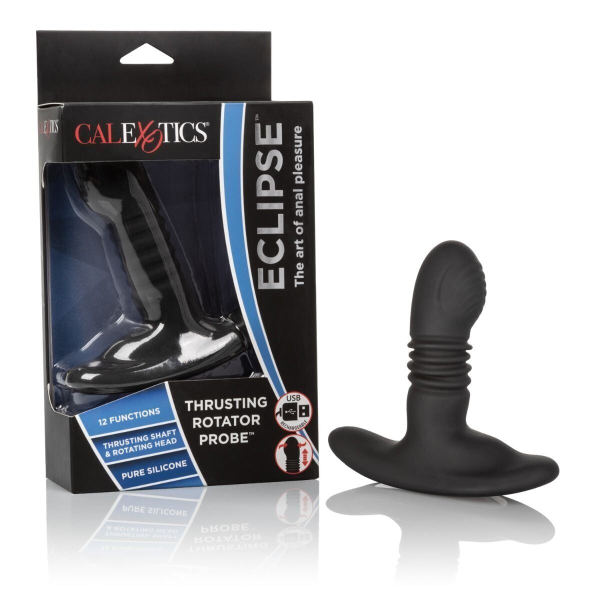 Rechargeable Eclipse Thrusting Rotator Probe Prostate Massager for Men