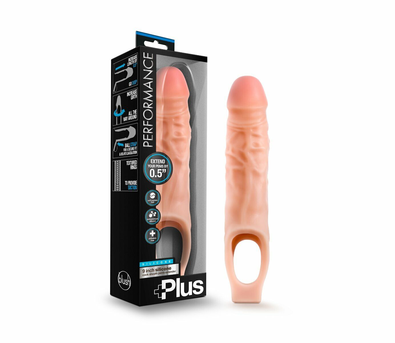 9 Inch Cock Sheath Male Penis Extension Extender Girth Enhancer Enlarger