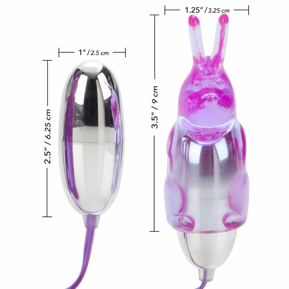 Vibrating Dual Bullet Vibe w/ Bunny Teaser Sleeve Clit Nipple Anal Vibrator Egg