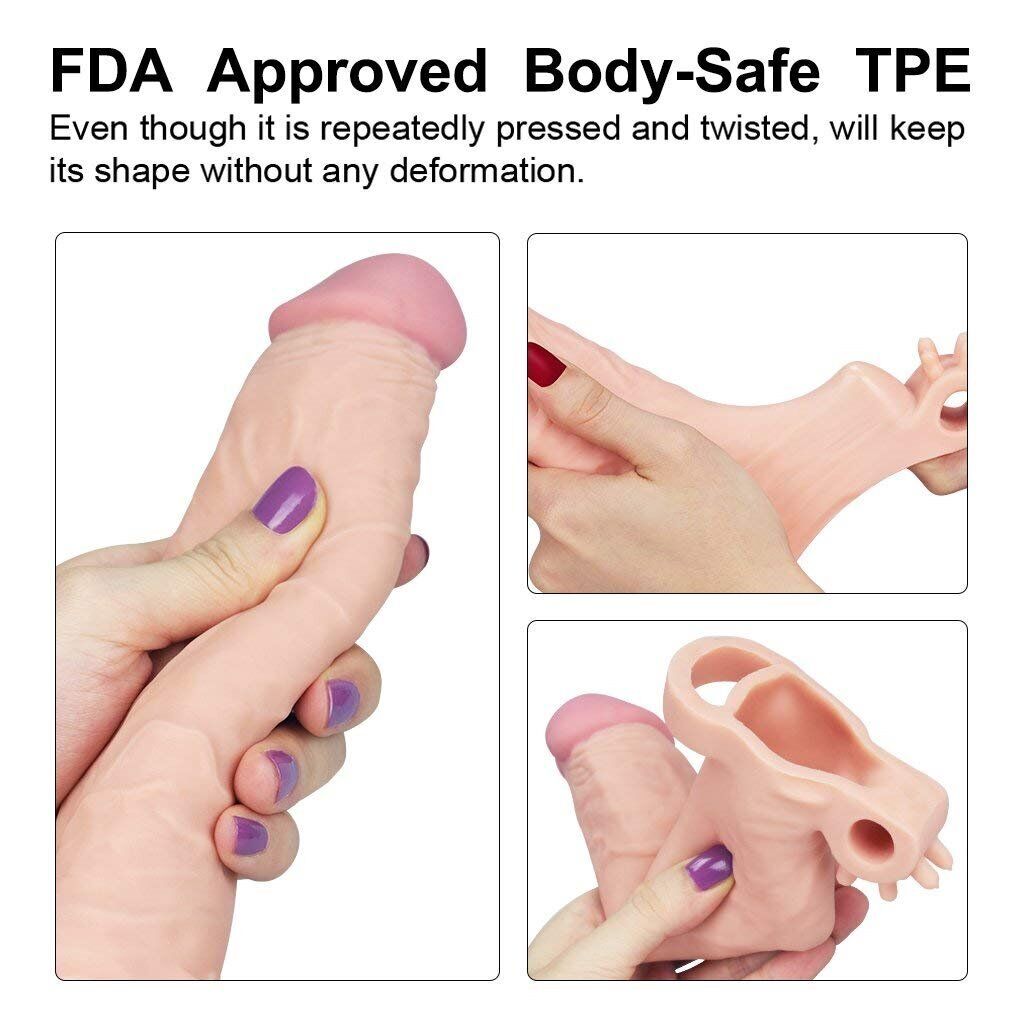 Add 2 Inches Cock Length Vibrating Penis Extender Extension Sleeve Sheath