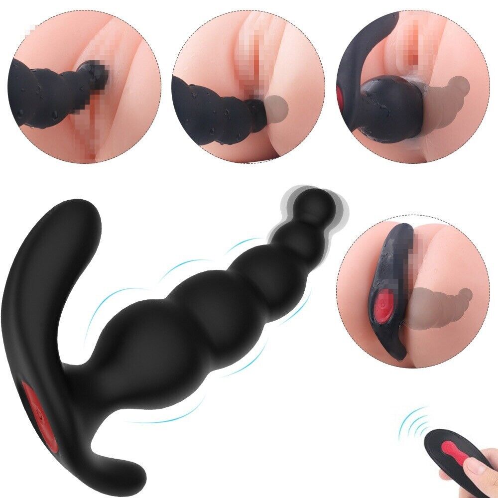 Remote Control Vibrating Prostate Massager Anal Beads Butt Plug Stimulator Vibe