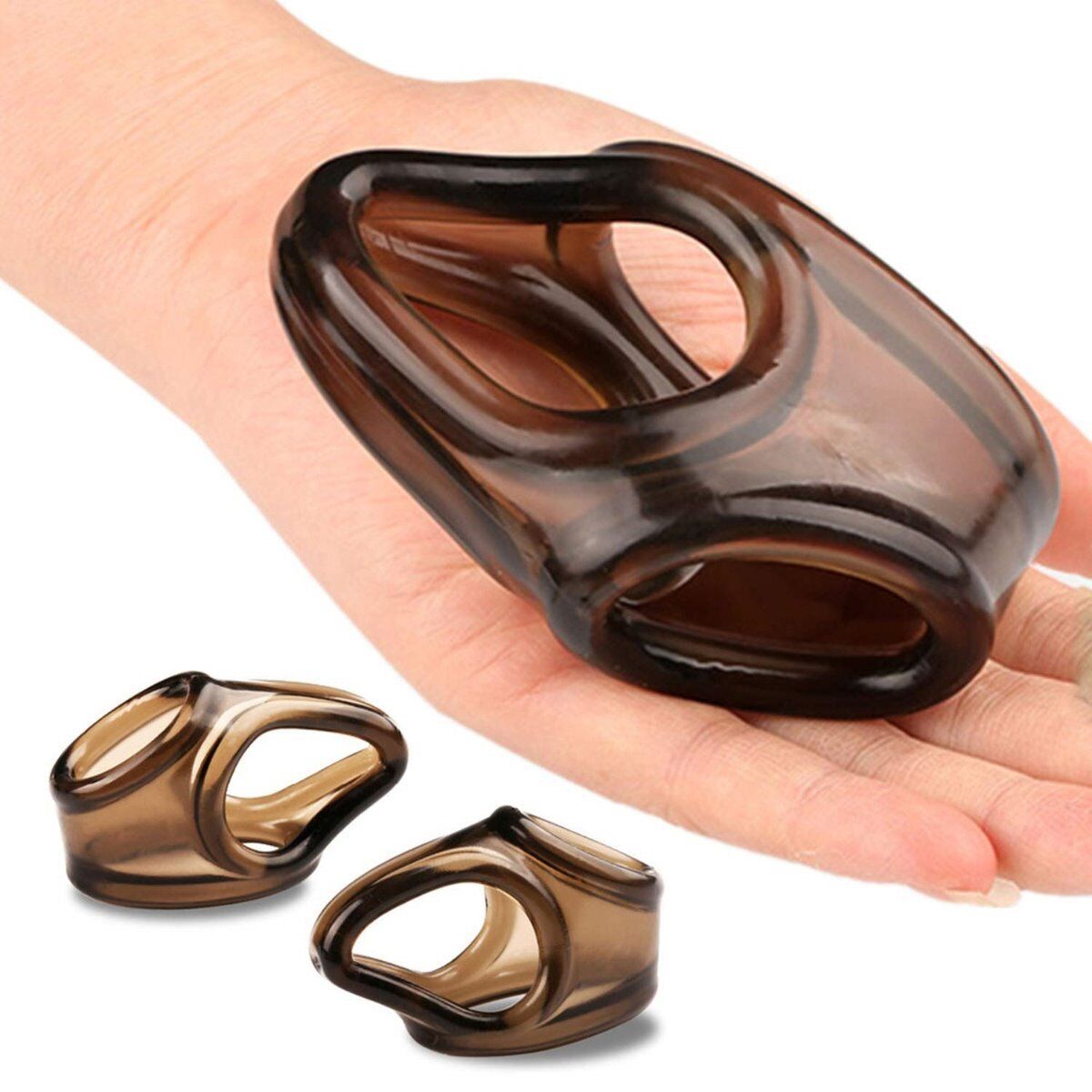 Stretchy Penis Erection Enhancer Cock Ring Cage Sleeve Ball Stretcher Splitter