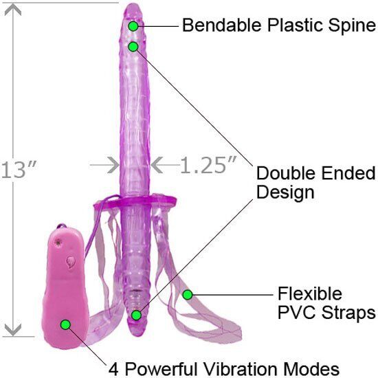 Vibrating Bendable Double Penetration Strap-on Dong Dildo Lesbian Sex-toys