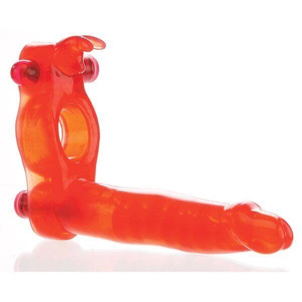 Vaginal Anal Double Penetrator Penetration Vibrating Rabbit Cockring Dildo Dong