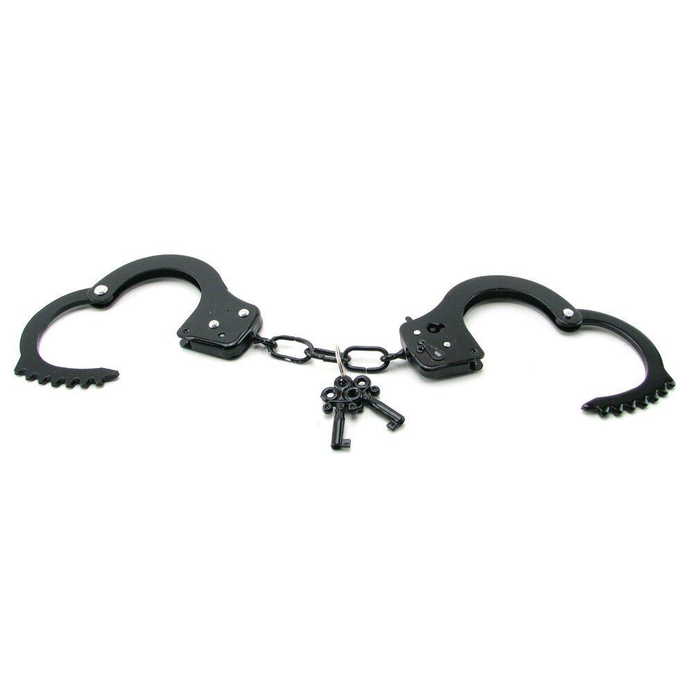 Black Steel Metal Handcuffs Restraints Wrist Cuffs Not for Professional Use