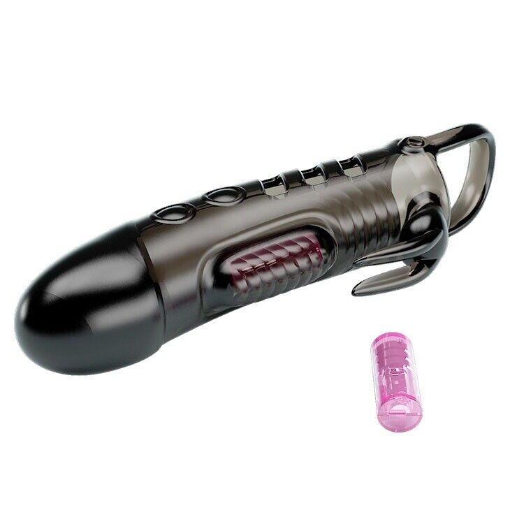 Vibrating Rabbit Male Penis Extension Extender Sleeve Enlarger Cock Cage Sex Toy