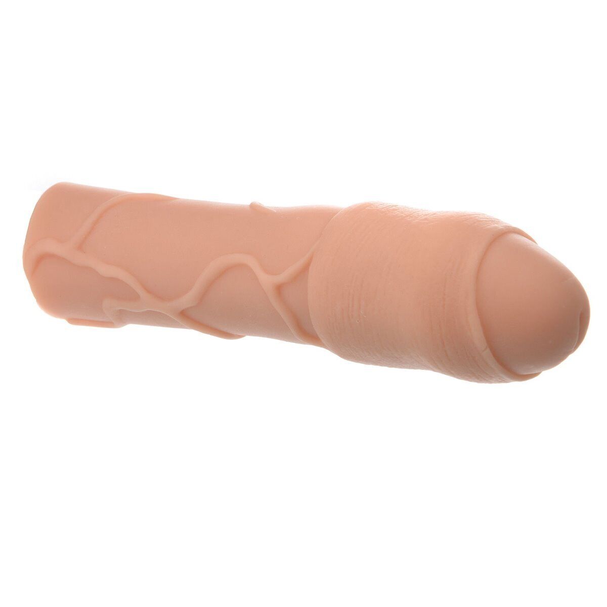 Vibrating Uncircumsized Uncut Cock Penis Extension Extender Sleeve Add 3"