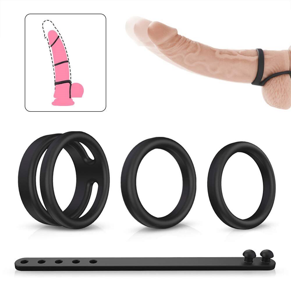 Silicone Male Penis Cock Balls Ring Set Prolong Delay Sex Toys for Men Couples