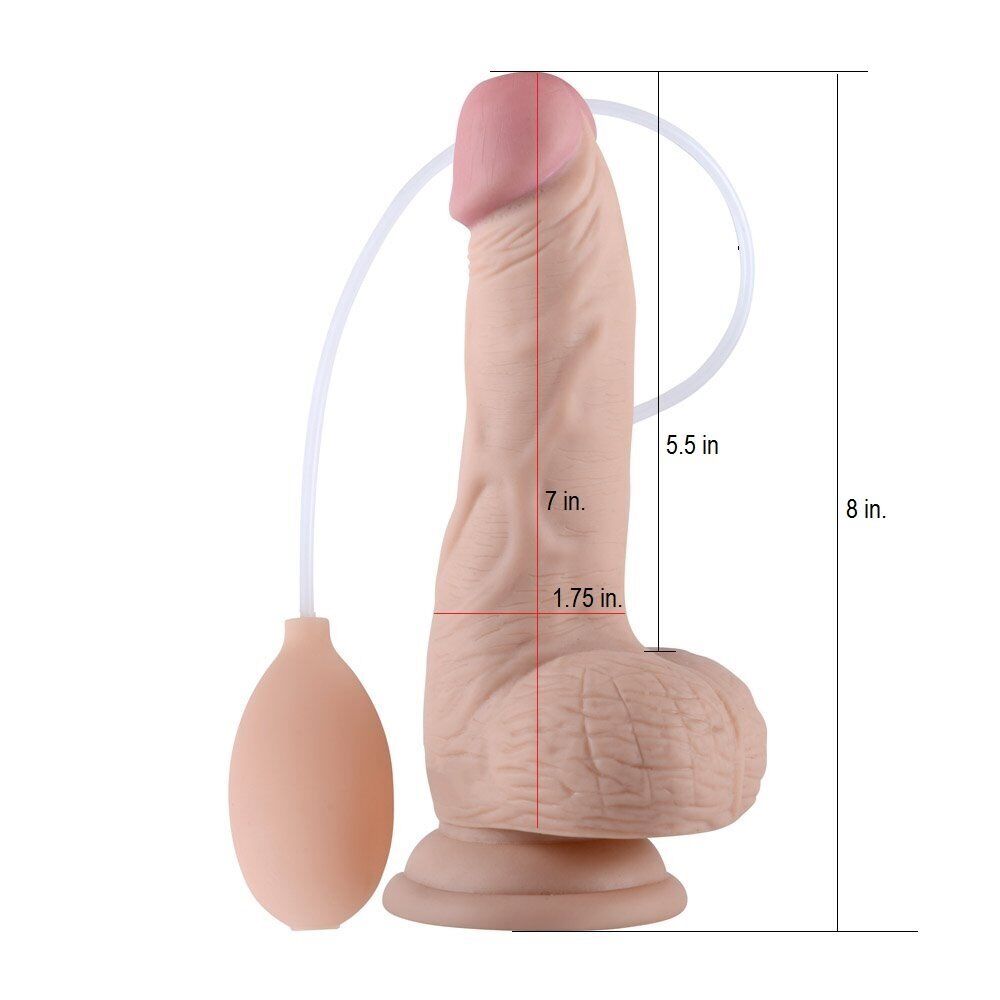Soft Realistic Ejaculating Squirting G-spot Dildo Dong Cock & Balls Suction Cup