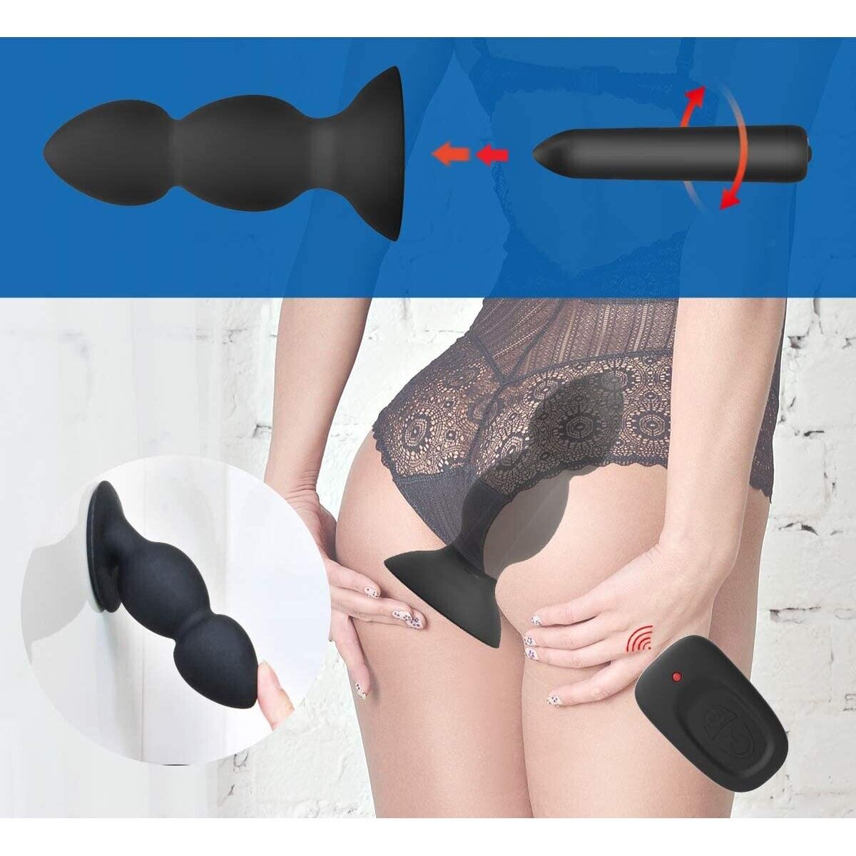 Wireless Remote Control Anal Trainer Butt Plug Beads Vibe Sex Toys for Couples