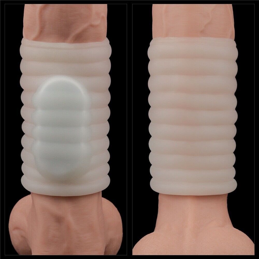 Vibrating Girth Enhancer Enlarger Penis Cock Ring Sleeve Extension Sheath