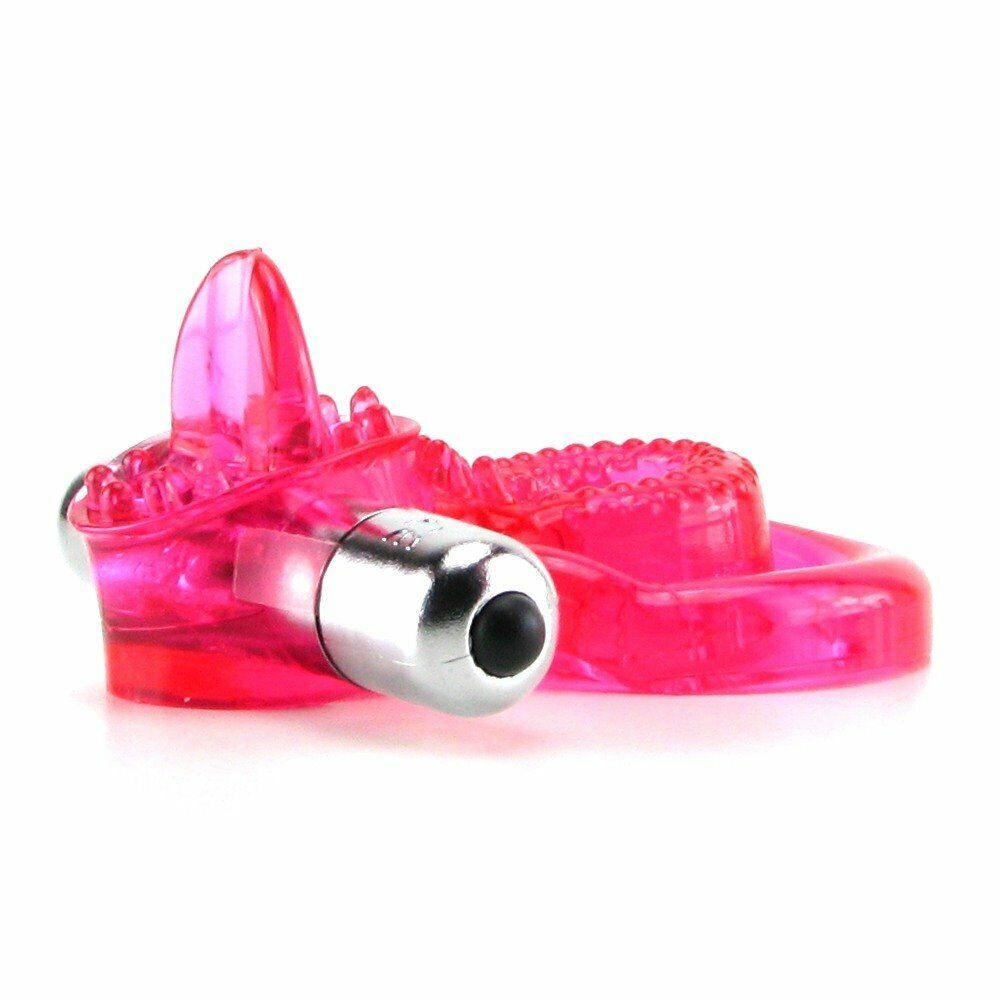 Dual Clit Flicker Tongue Vibrating Penis Erection Enhancer Cock Ring Sex Toy