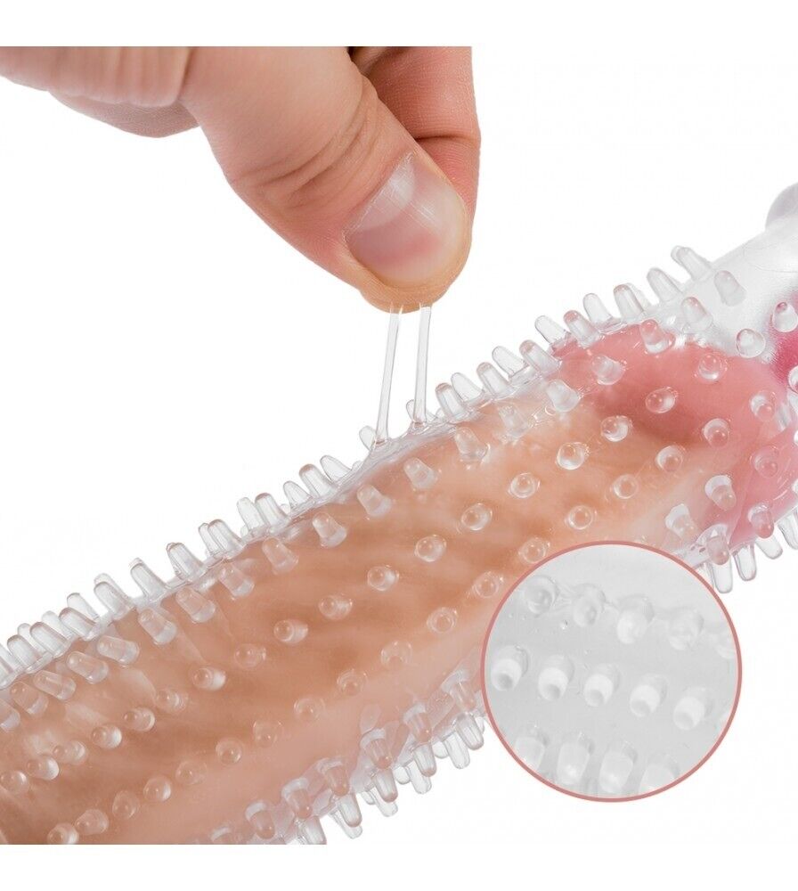 Add 2" Vibrating Penis Extension Extender Cock Sleeve Girth Enhancer Enlarger