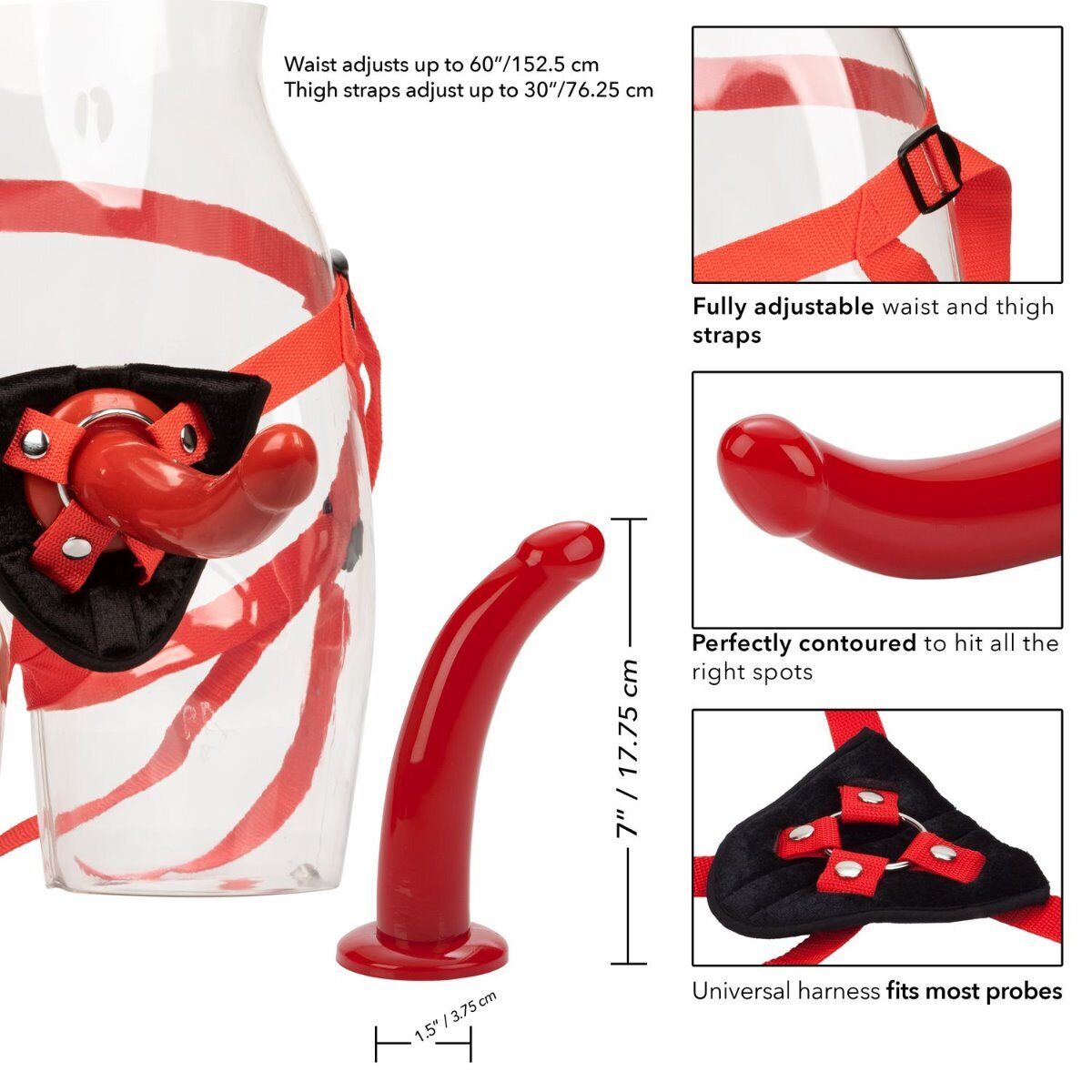 Red Rider Strap-on Harness G-Spot Anal  Sex P-spot Dildo Dong Prostate Massager