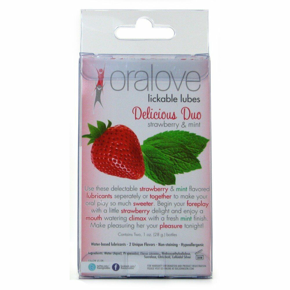 Oral Love Delicious Duo Lickable Edible Lube Lubricant Strawberry & Mint