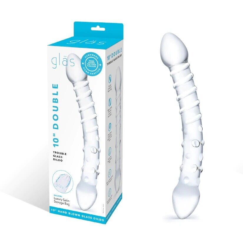 Double Trouble Glass Dildo Dong G-spot Massager Anal Butt Plug Probe