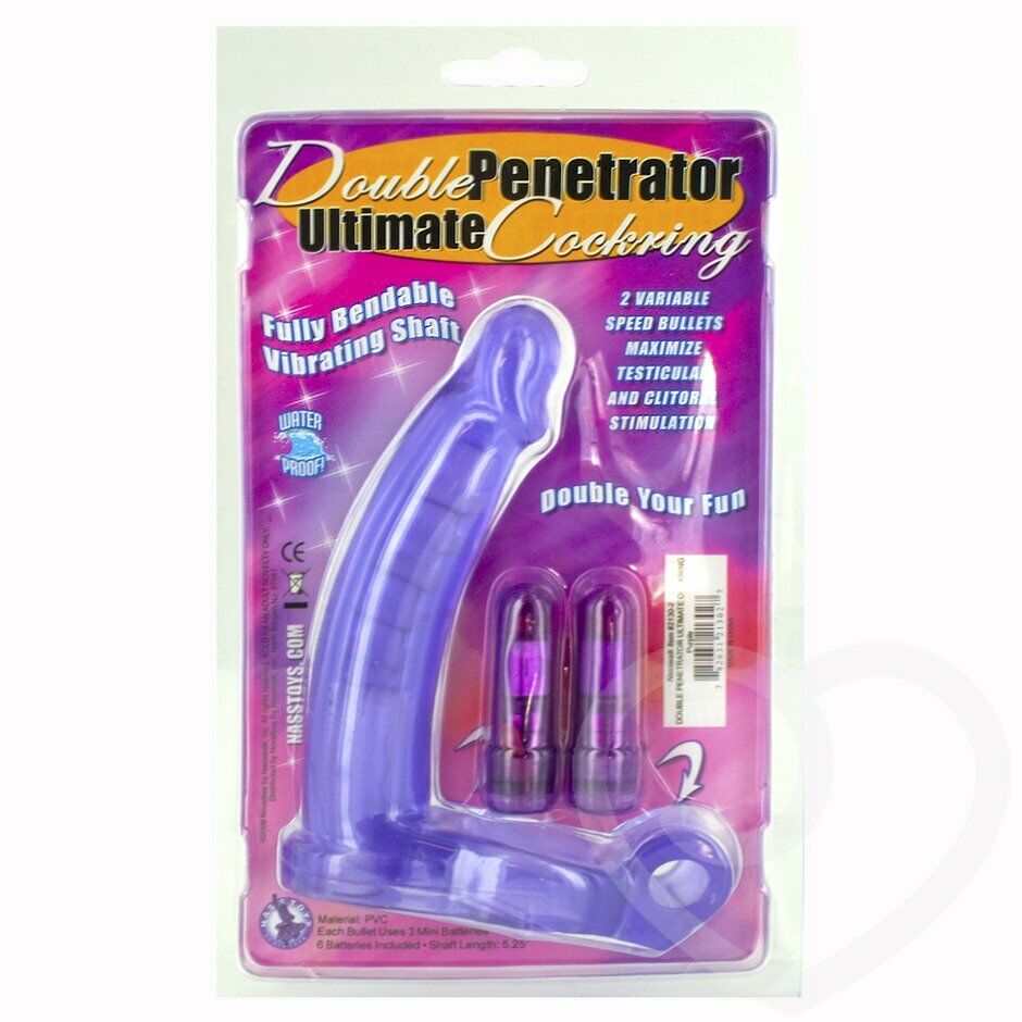 Double Penetrator Penetration Ultimate Vibrating Cock Ring w/ DP Anal Sex Dildo