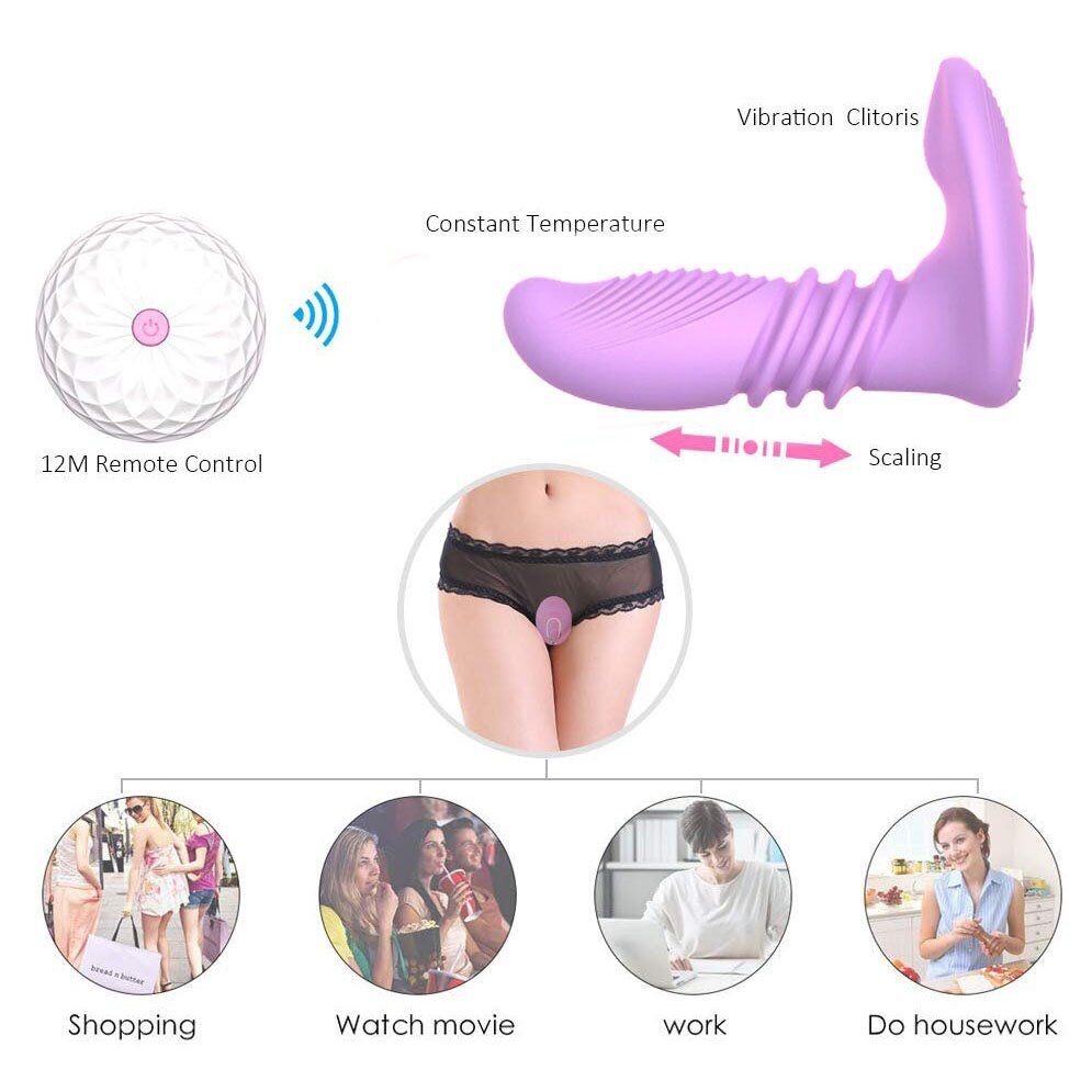 Wireless Remote Control Vibrating Thrusting Stroking Clit G-spot Vibrator Dildo