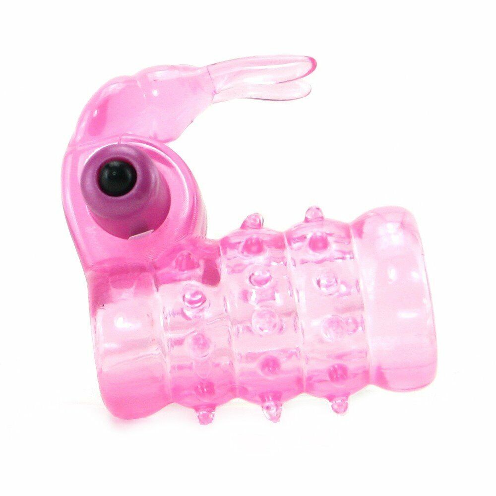 Stretchy Vibrating Bunny Male Penis Girth Enhancer Cock Ring Cage Orgasm Sleeve