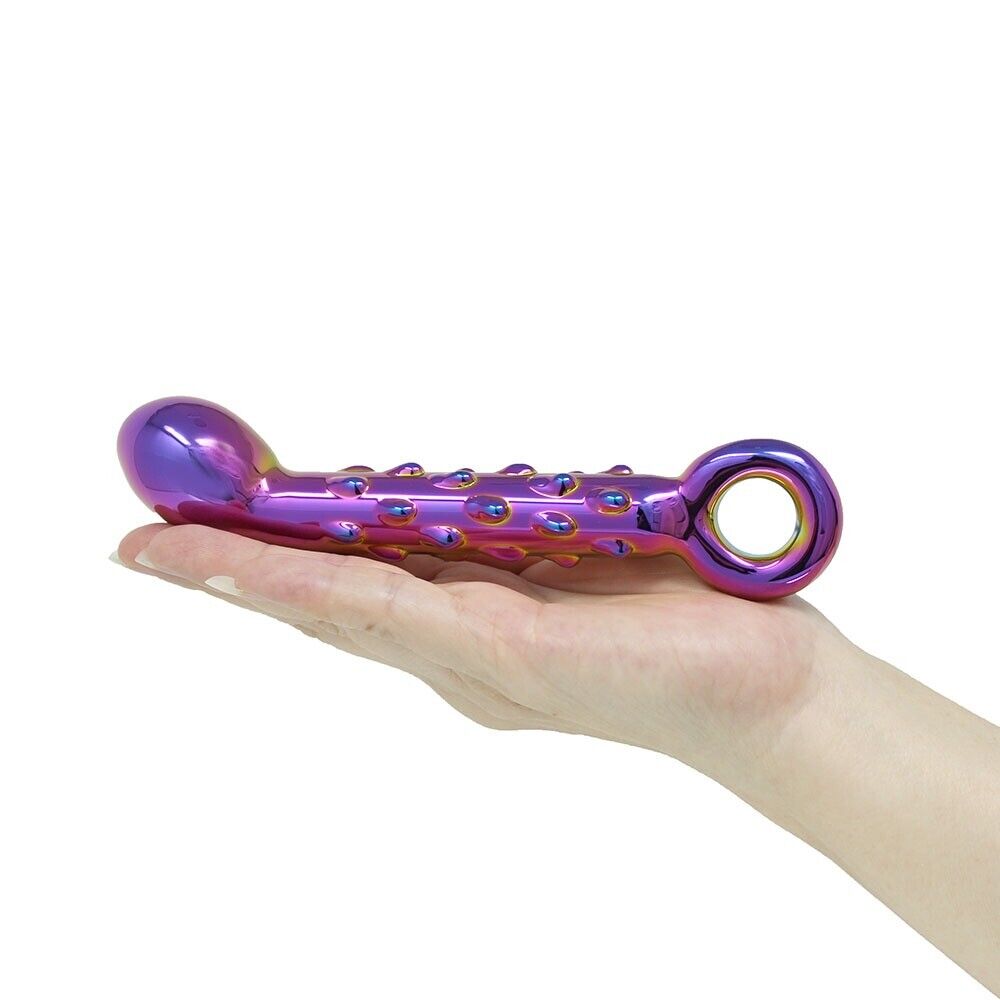 Rainbow Glass G Spot Dildo Anal Butt Plug Prostate Massager Probe Sex Toys