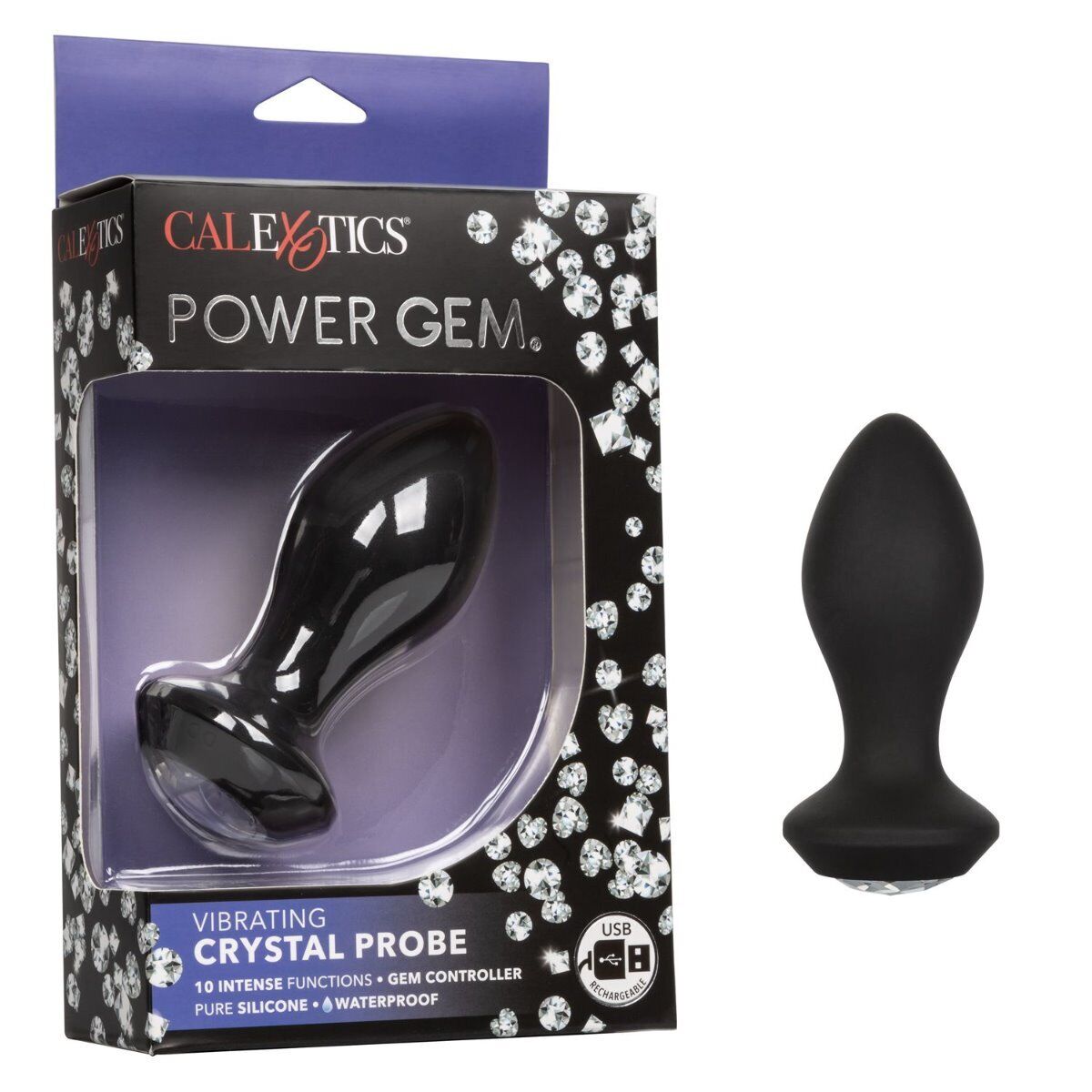 Power Gem Vibrating Crystal Probe Anal Butt Plug Vibrator Anal Sex Toys