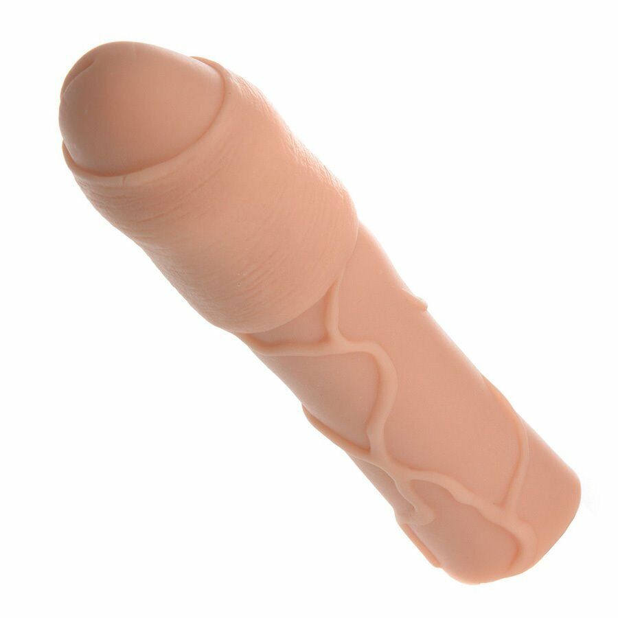 Vibrating Uncircumcised Add 3" Cock Penis Extender Extension Xtender Sleeve