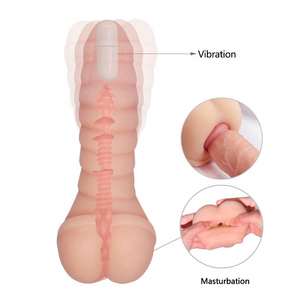 Realistic Male Penis Extension Cock Stroker Sleeve Masturbator Anal Sex Toy for