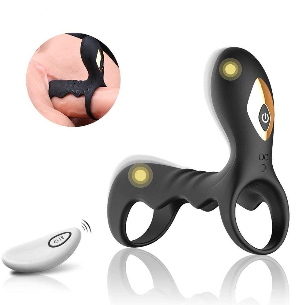 Wireless Remote Control Vibrating Penis Sleeve Cock Ring Cage Enhancer