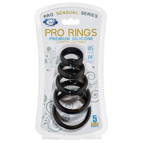 Cloud 9 Comfort Penis Cock Rings Band with Flat Back Design 5 Pack Male Enhancer