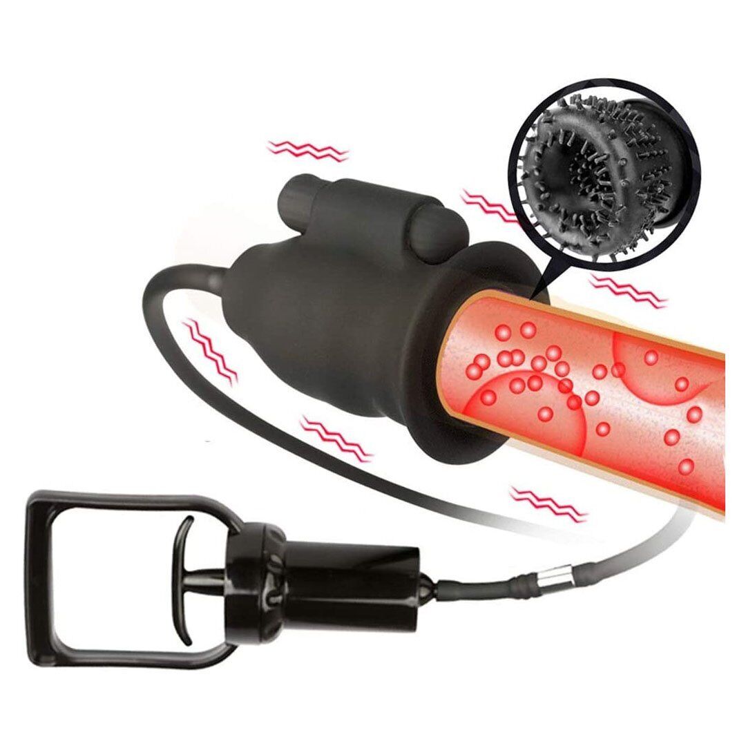 Vibrating Suck Stroke Penis Head Glan Pump Cock Enlarger Trainer Sex Toy for Men