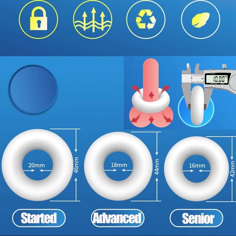 3 Stretchy Thick Penis Cock Ring Enhancer Sex Toys for Men Couples