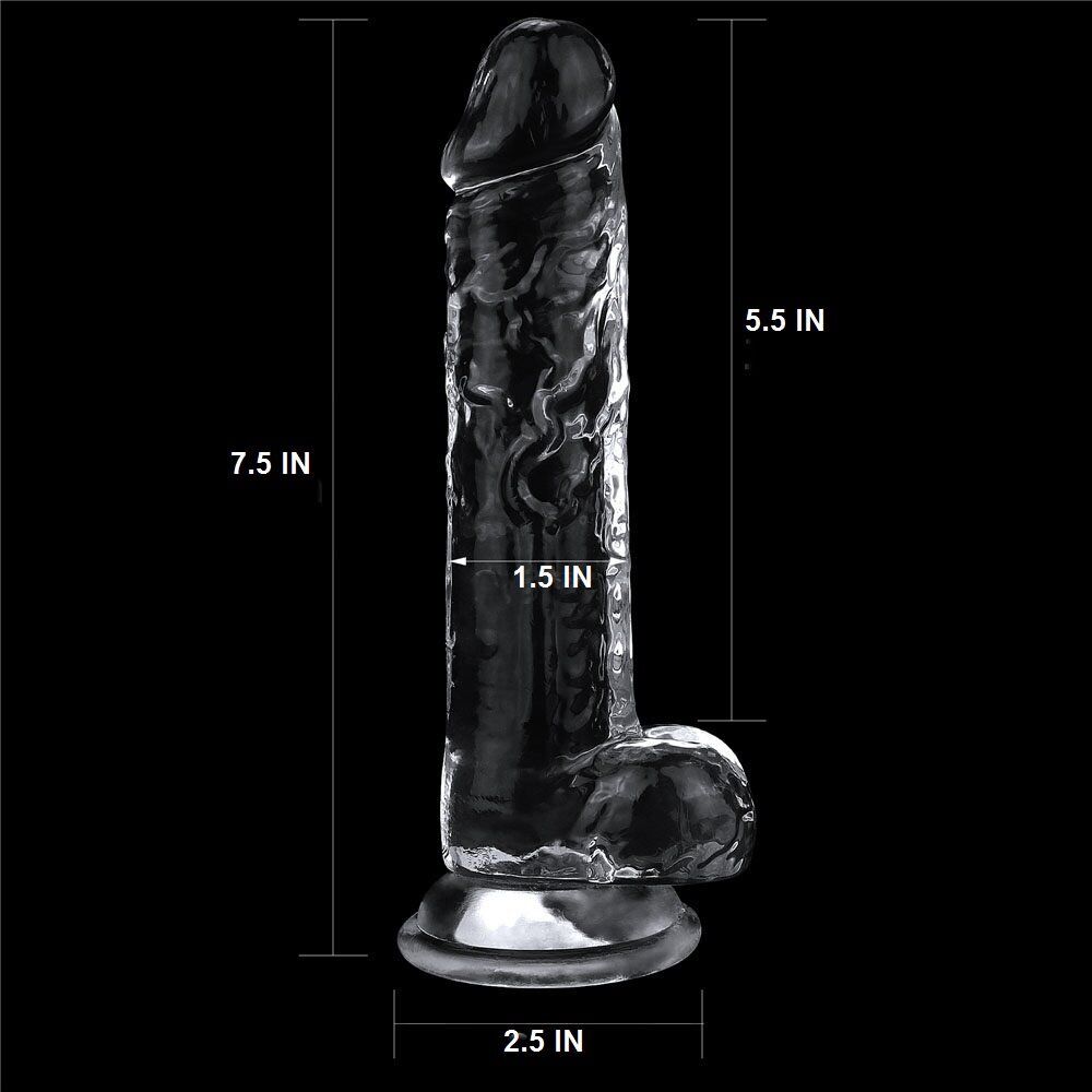 Clear Jelly Thick Cock with Balls G-spot Anal Dildo Hands Free Suction Cup