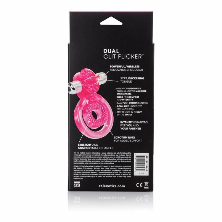 Dual Clit Flicker Tongue Vibrating Penis Erection Enhancer Cock Ring Sex Toy