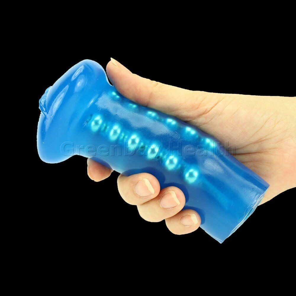 Blue Beaded Discreet Male Masturbator Pocket Pussy Vagina Stroker + Orgasm Beads