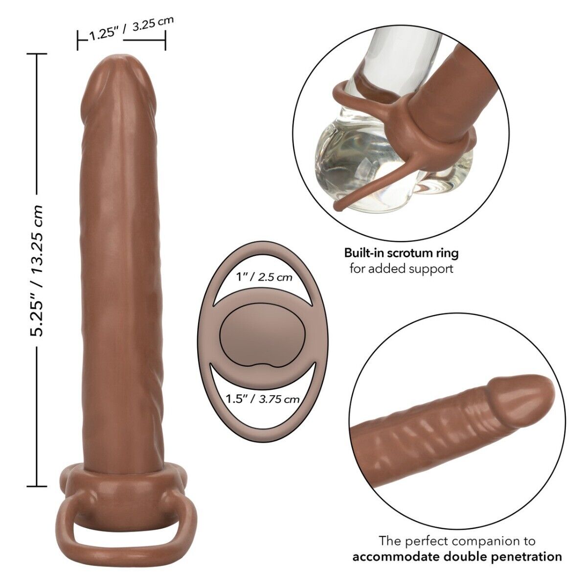 Accomodator Dual Penetrator Double Penetration Cock Ring DP Anal Sex Dildo Dong