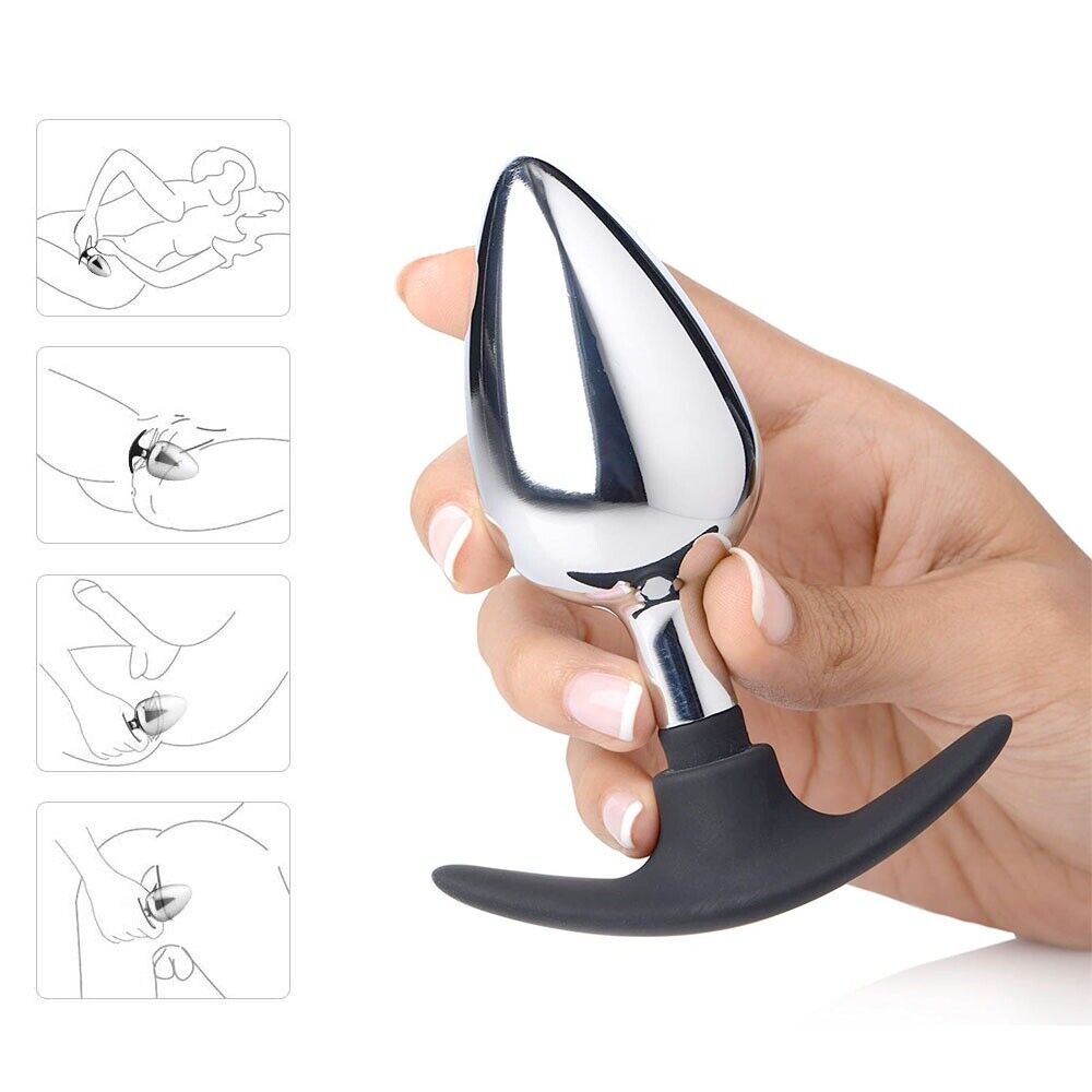 Wearable Metal Silicone Butt Plug Anal Plug Ass Stretcher Dildo Sex Toys